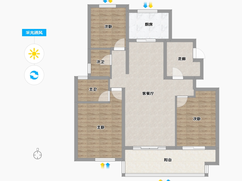 江苏省-镇江市-天怡·紫宸-105.05-户型库-采光通风