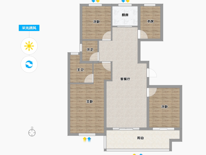 江苏省-镇江市-天怡·紫宸-113.63-户型库-采光通风