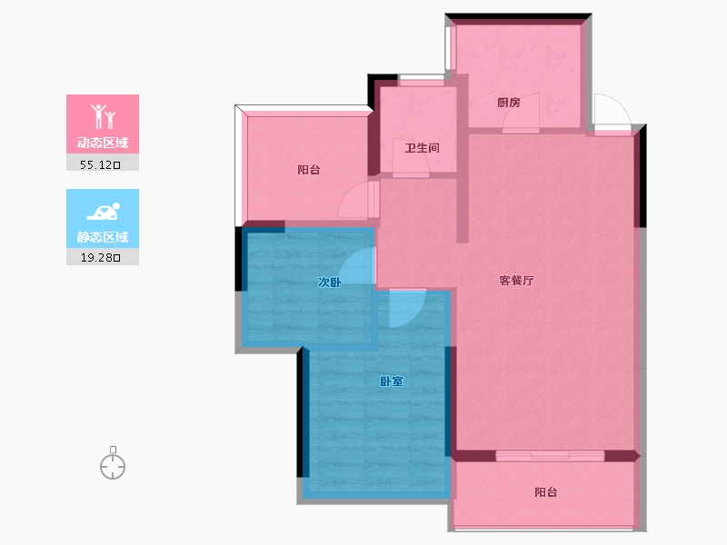 广东省-惠州市-天安珑城三期-66.30-户型库-动静分区