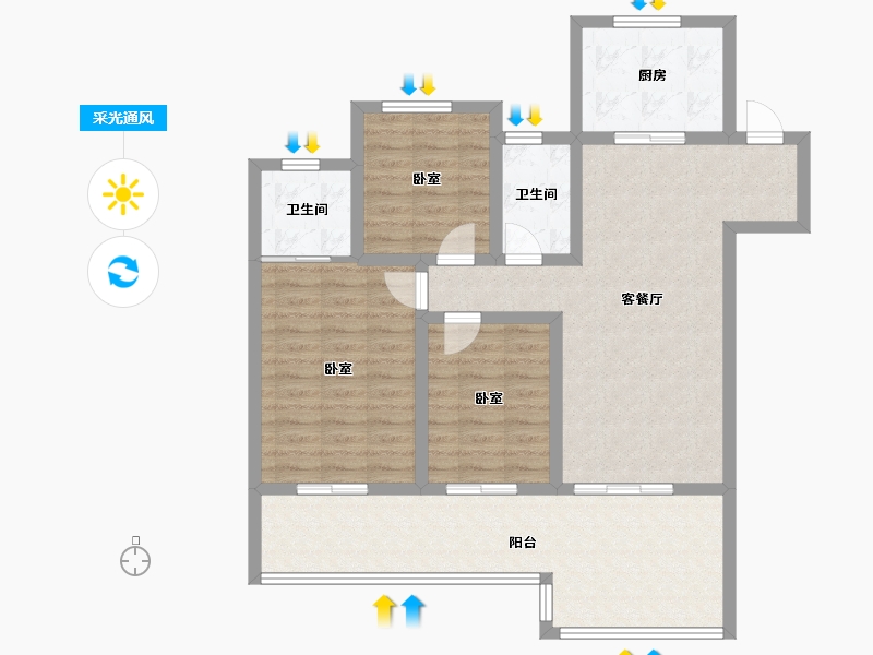 江苏省-镇江市-扬中吾悦广场·迎宾府-96.00-户型库-采光通风