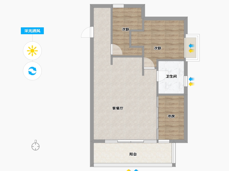 福建省-漳州市-高登喜岸二期-63.20-户型库-采光通风