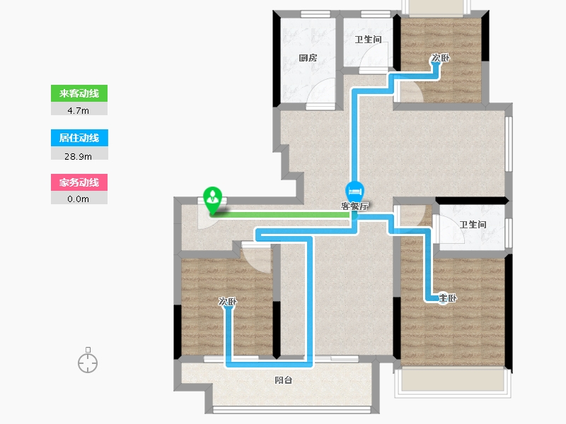 江苏省-宿迁市-融创黄河映-106.40-户型库-动静线