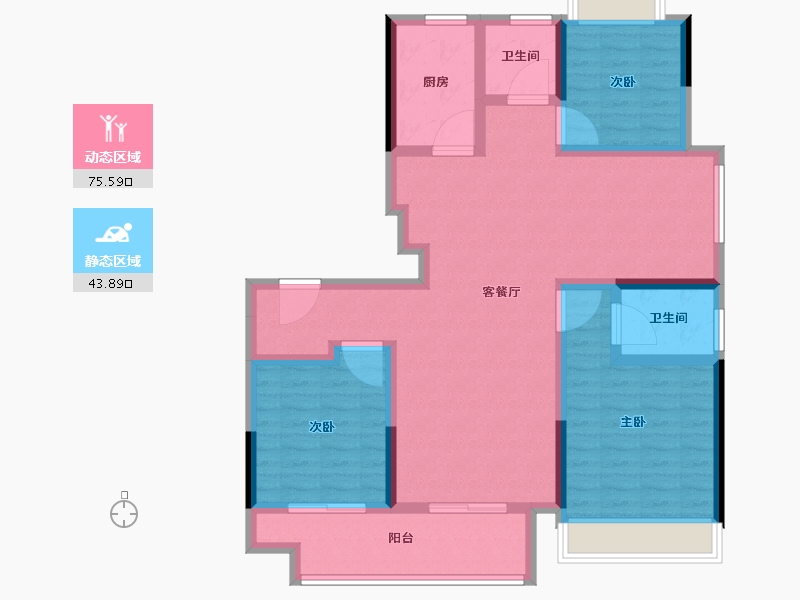 江苏省-宿迁市-融创黄河映-106.40-户型库-动静分区