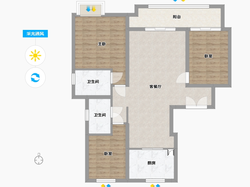 河北省-石家庄市-金科集美郡-103.80-户型库-采光通风