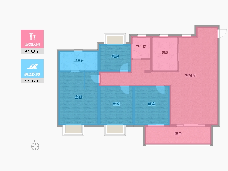 江苏省-镇江市-万科翡翠公园-110.40-户型库-动静分区