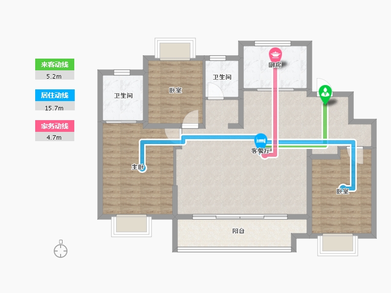 江苏省-镇江市-万科翡翠公园-98.40-户型库-动静线