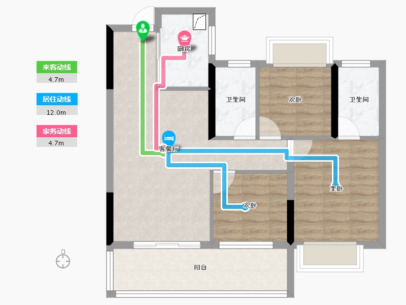 湖北省-襄阳市-嘉地利达璞园-72.00-户型库-动静线