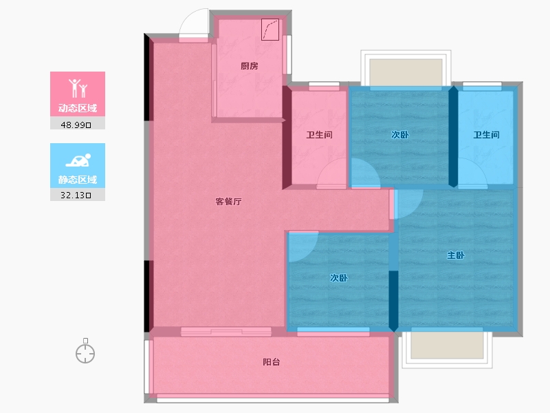 湖北省-襄阳市-嘉地利达璞园-72.00-户型库-动静分区