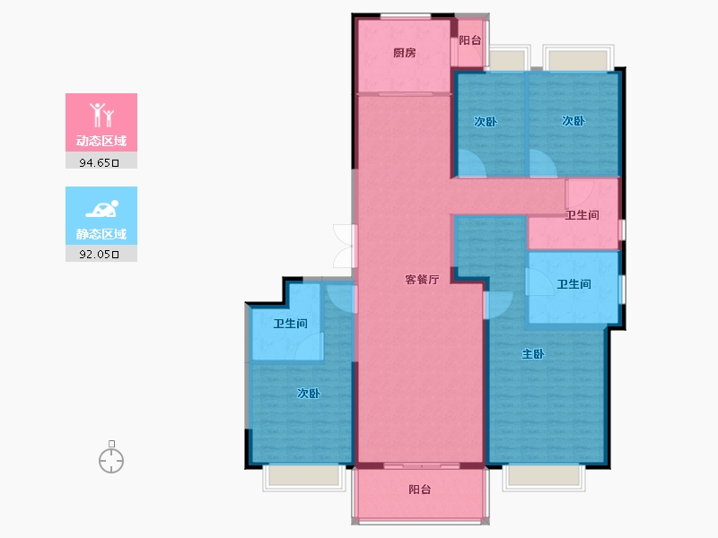 云南省-昆明市-昆明恒大君睿-170.40-户型库-动静分区