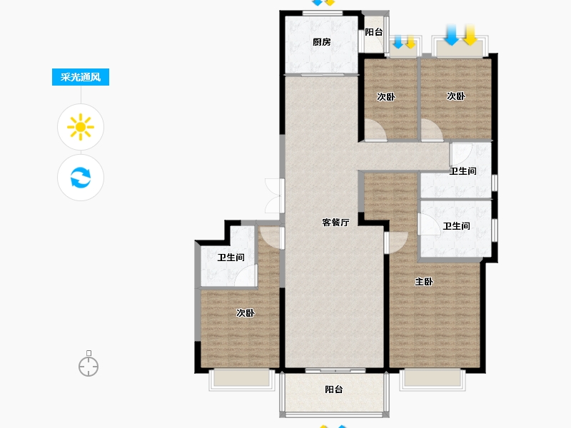 云南省-昆明市-昆明恒大君睿-170.40-户型库-采光通风