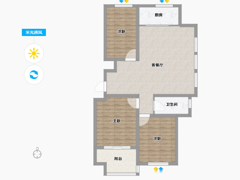 江苏省-镇江市-天怡·紫宸-89.76-户型库-采光通风