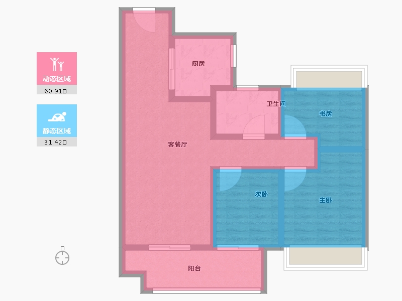 江苏省-宿迁市-华地学府宸樾-81.61-户型库-动静分区