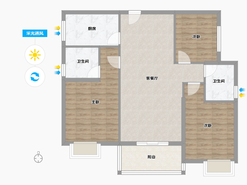 福建省-漳州市-领秀侨城-92.00-户型库-采光通风