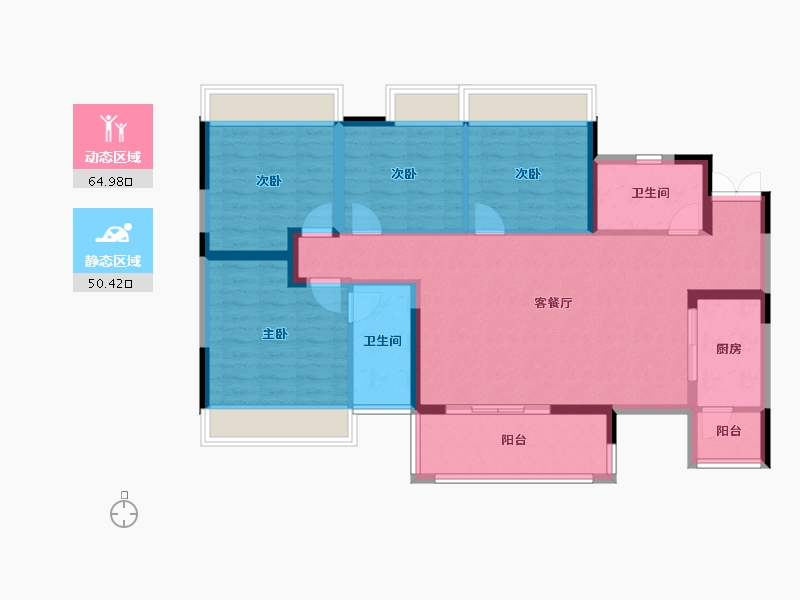 四川省-成都市-西宸春天-103.65-户型库-动静分区