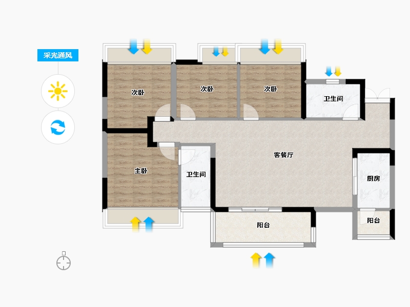 四川省-成都市-西宸春天-103.65-户型库-采光通风