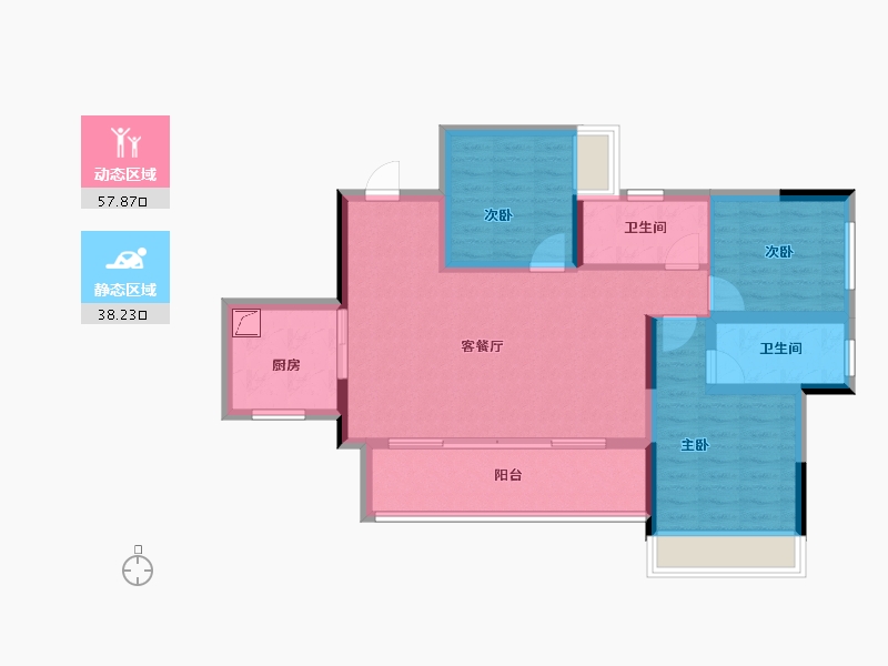 四川省-成都市-金科博翠湾-85.44-户型库-动静分区