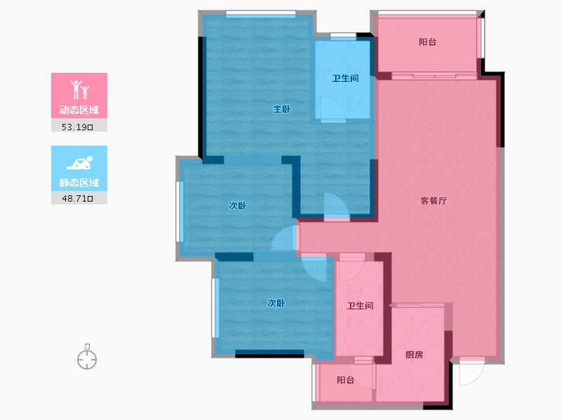 四川省-成都市-西宸春天-90.42-户型库-动静分区