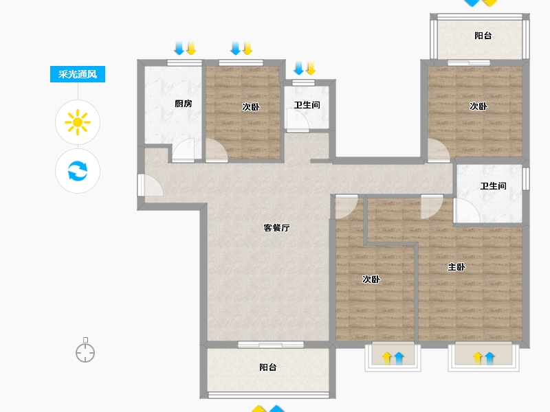 福建省-漳州市-领秀侨城-116.80-户型库-采光通风