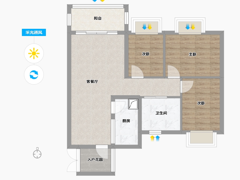 广西壮族自治区-柳州市-东城幸福里-68.49-户型库-采光通风