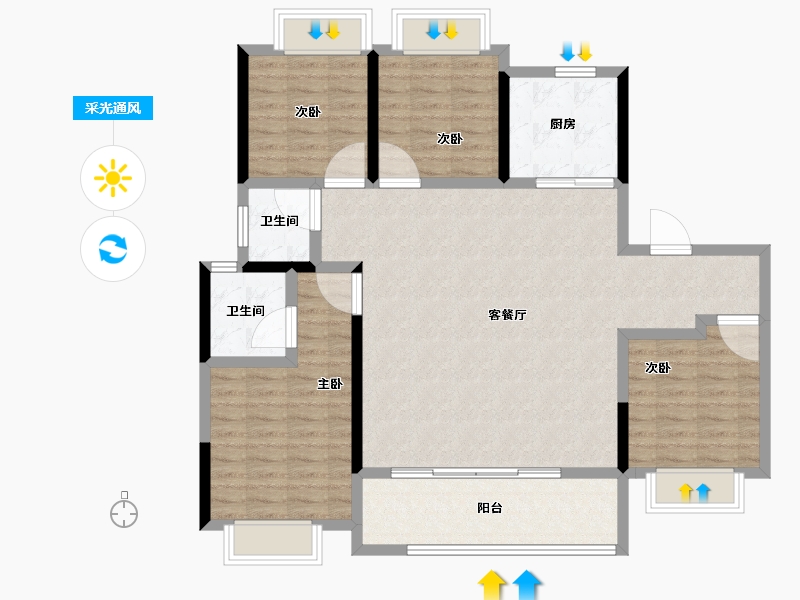 江苏省-宿迁市-融创时代未来城-114.41-户型库-采光通风