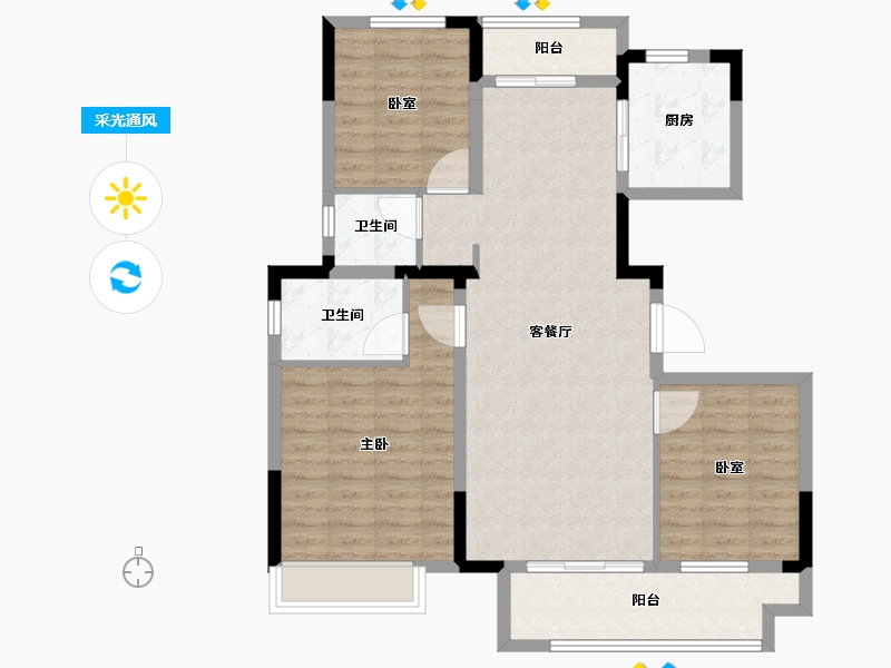 安徽省-马鞍山市-中梁时代江来-95.20-户型库-采光通风