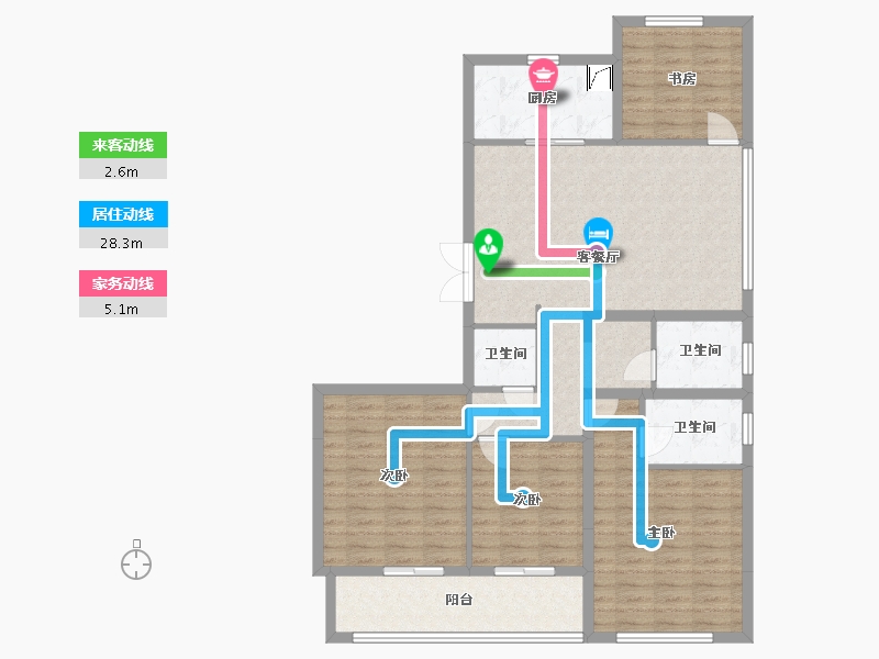 浙江省-宁波市-三里江印-125.06-户型库-动静线