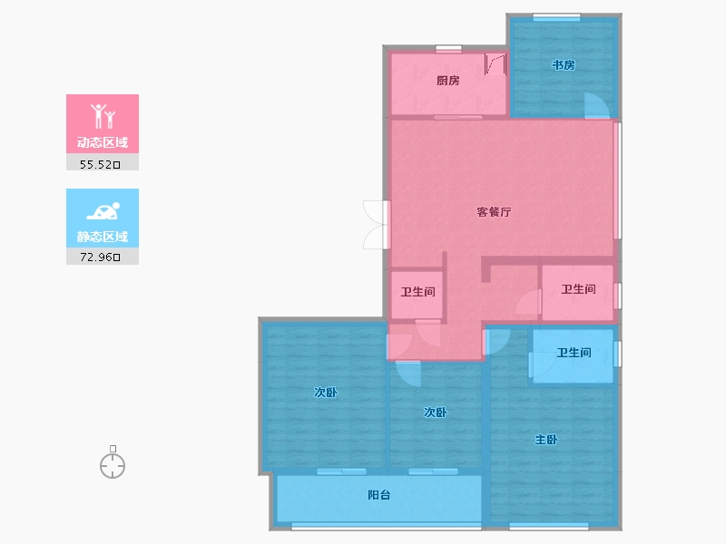 浙江省-宁波市-三里江印-125.06-户型库-动静分区