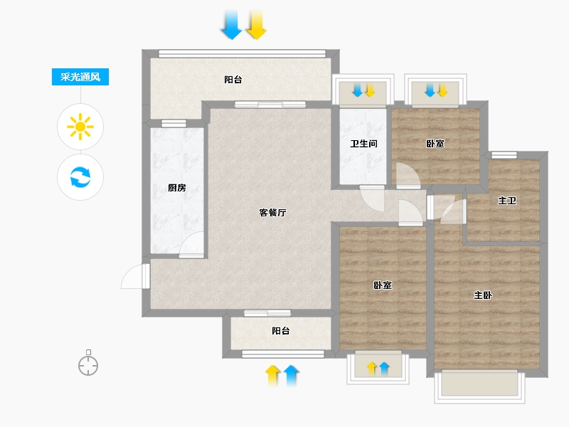 四川省-成都市-恒大未来城4期-93.44-户型库-采光通风