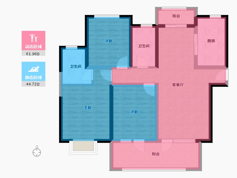 河南省-洛阳市-华耀城佳兆业凤鸣水岸-93.97-户型库-动静分区