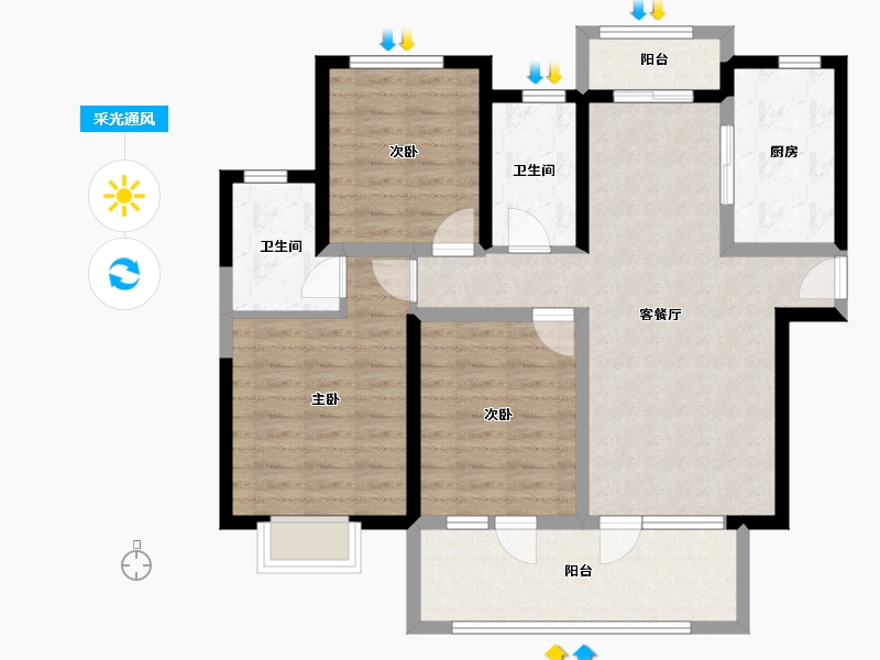 河南省-洛阳市-华耀城佳兆业凤鸣水岸-93.97-户型库-采光通风