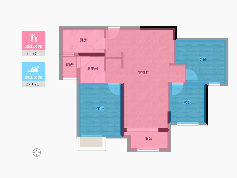 重庆-重庆市-万科四季花城-63.01-户型库-动静分区