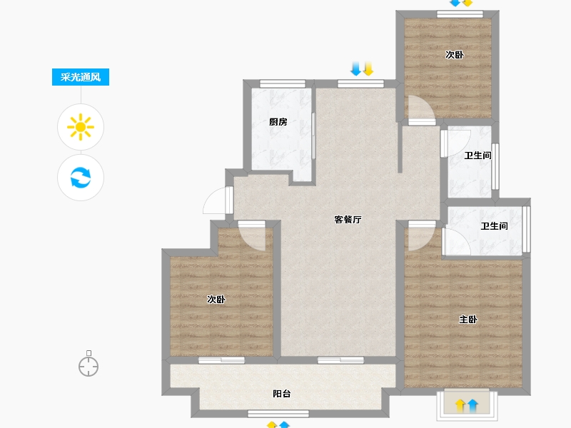 河南省-驻马店市-伟汇汝意府-99.86-户型库-采光通风