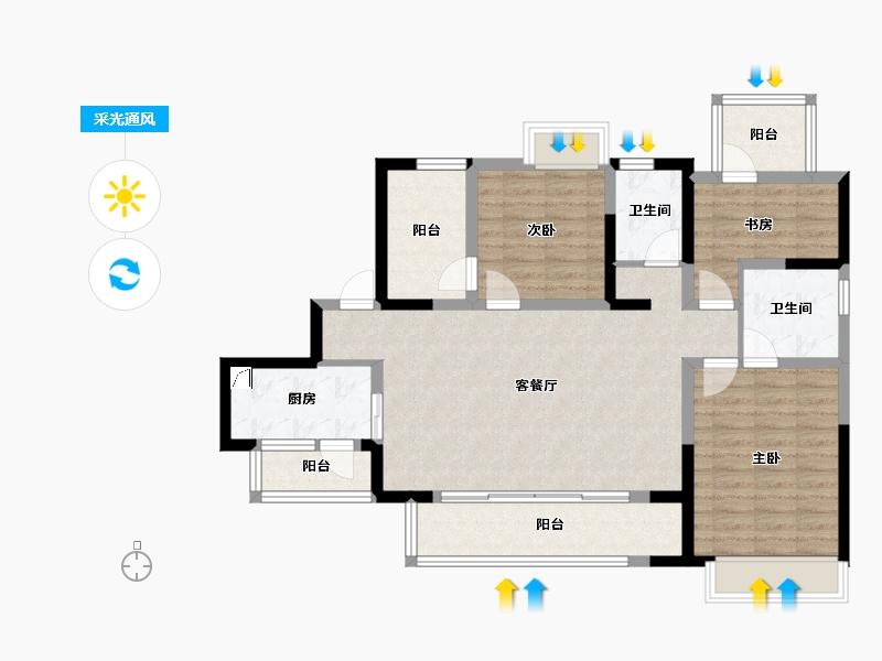 四川省-成都市-融创春风十里-99.06-户型库-采光通风