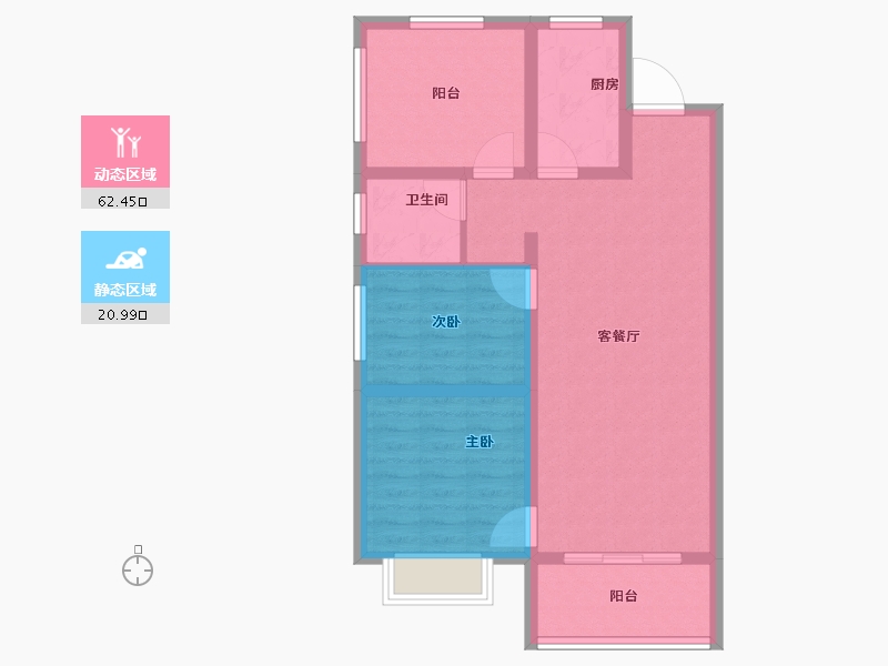 甘肃省-天水市-秦安令牌·玖号院-74.40-户型库-动静分区