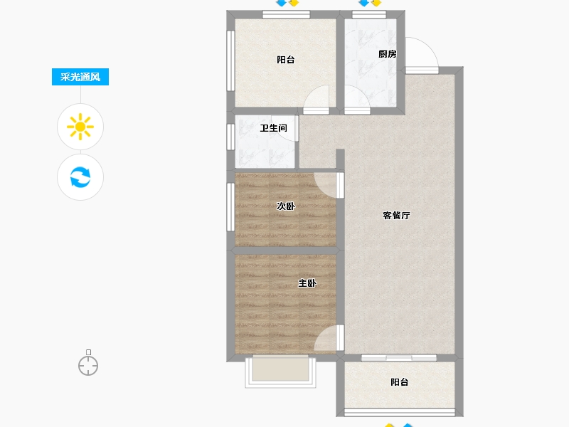 甘肃省-天水市-秦安令牌·玖号院-74.40-户型库-采光通风