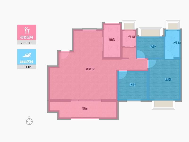 河南省-驻马店市-确山碧桂园-100.06-户型库-动静分区