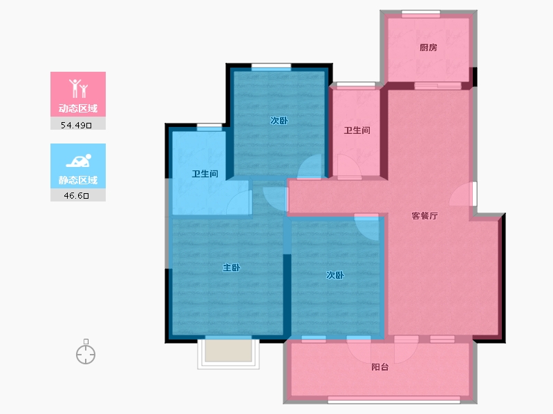 河南省-洛阳市-华耀城佳兆业凤鸣水岸-89.51-户型库-动静分区