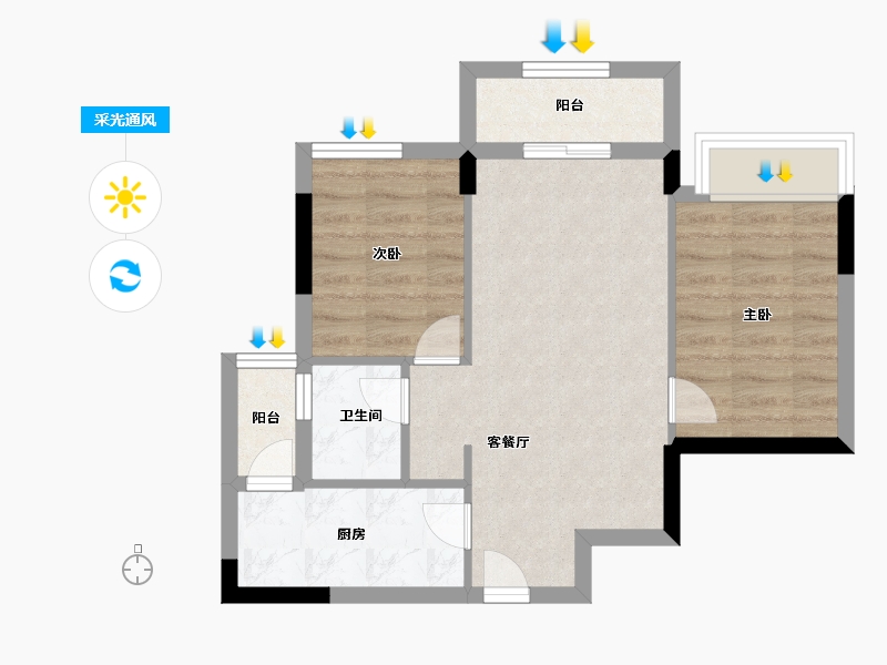 重庆-重庆市-万科四季花城-52.80-户型库-采光通风