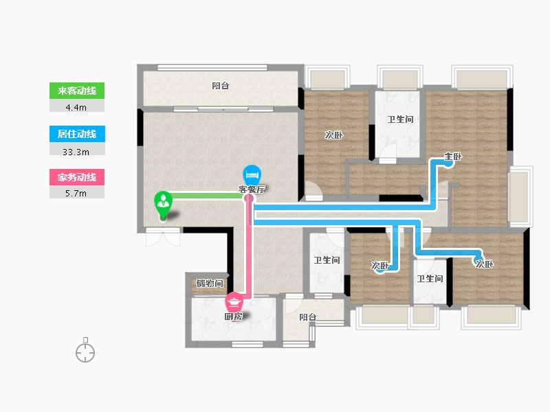 重庆-重庆市-万科四季花城-136.00-户型库-动静线