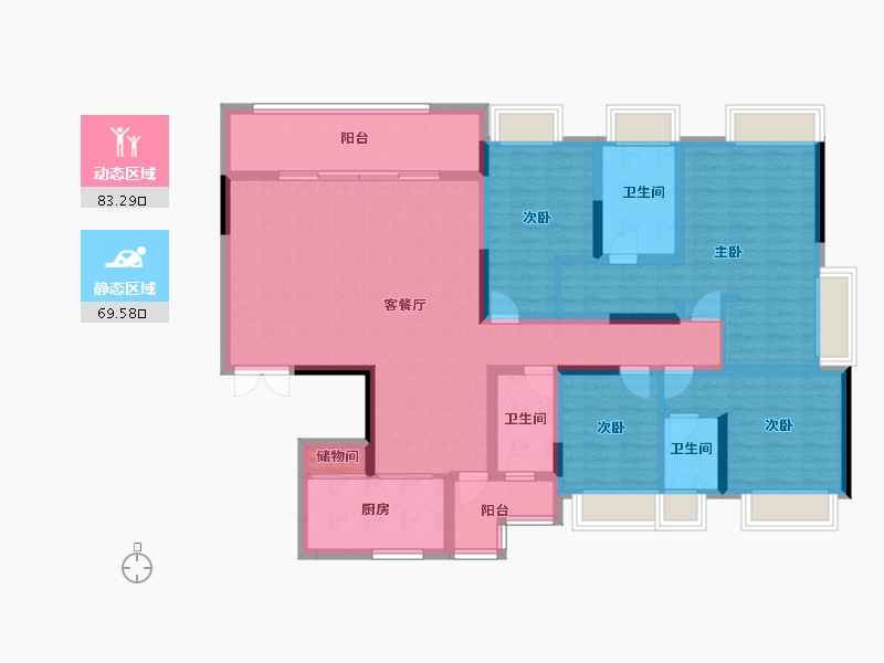 重庆-重庆市-万科四季花城-136.00-户型库-动静分区