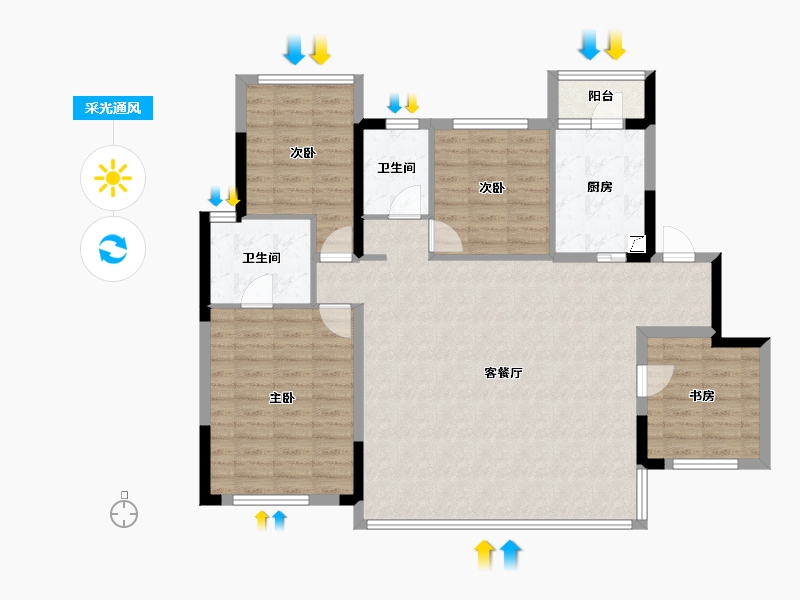 四川省-成都市-华润置地静安府-110.65-户型库-采光通风