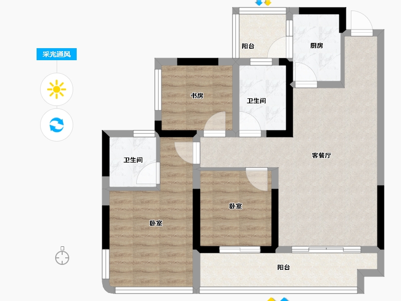 四川省-宜宾市-树高麓院-74.97-户型库-采光通风