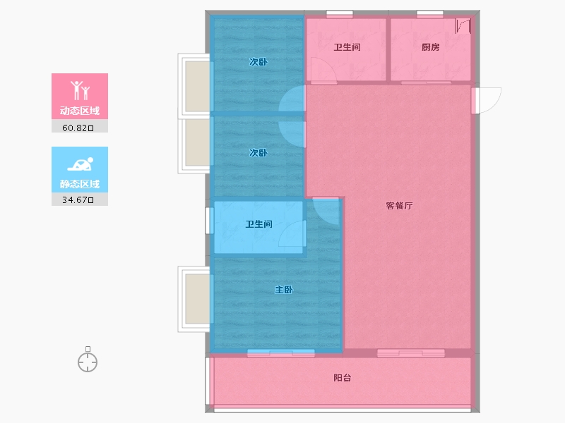 福建省-漳州市-高登喜岸二期-87.20-户型库-动静分区