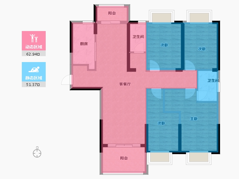 湖南省-湘潭市-​吉润华府-102.12-户型库-动静分区