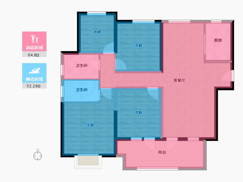 河南省-洛阳市-华耀城佳兆业凤鸣水岸-103.93-户型库-动静分区