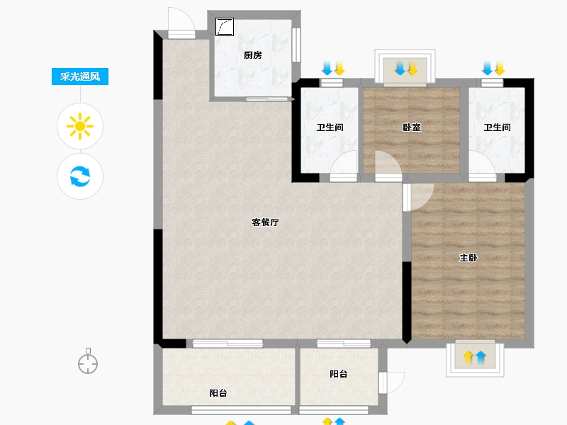 湖北省-襄阳市-中梁紫悦首府-88.20-户型库-采光通风