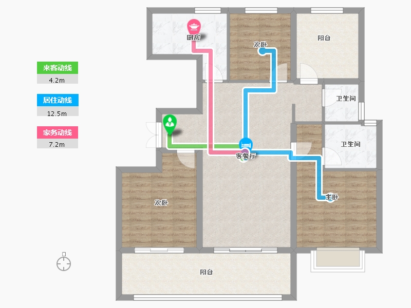 甘肃省-天水市-秦安令牌·玖号院-107.47-户型库-动静线