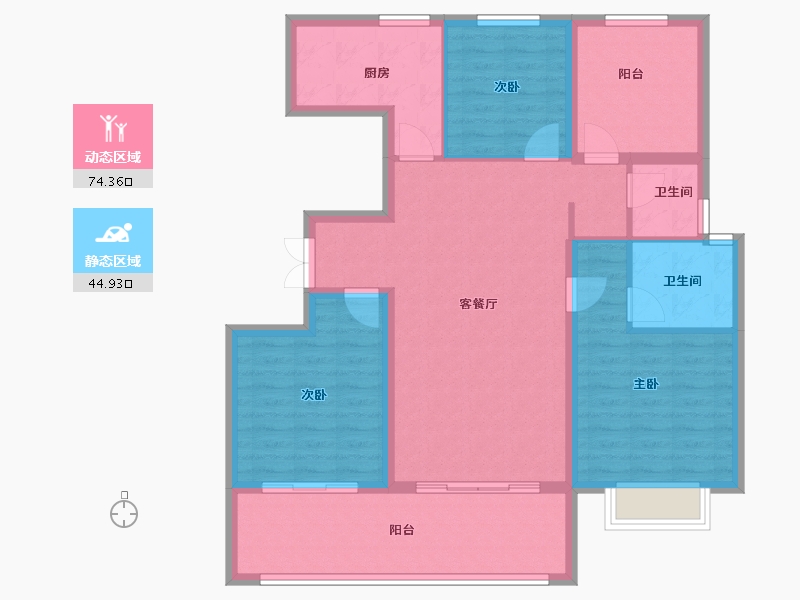 甘肃省-天水市-秦安令牌·玖号院-107.47-户型库-动静分区