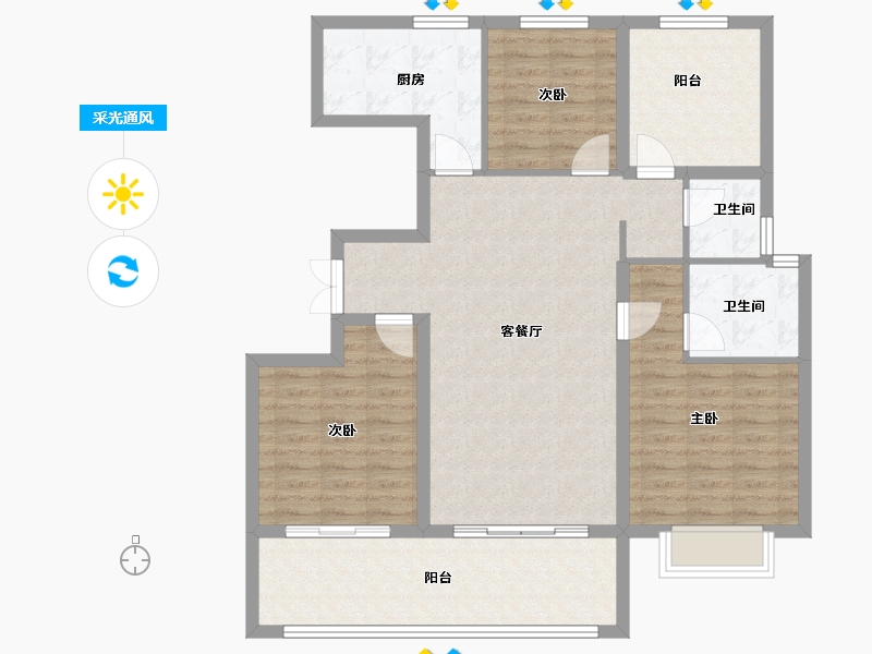 甘肃省-天水市-秦安令牌·玖号院-107.47-户型库-采光通风