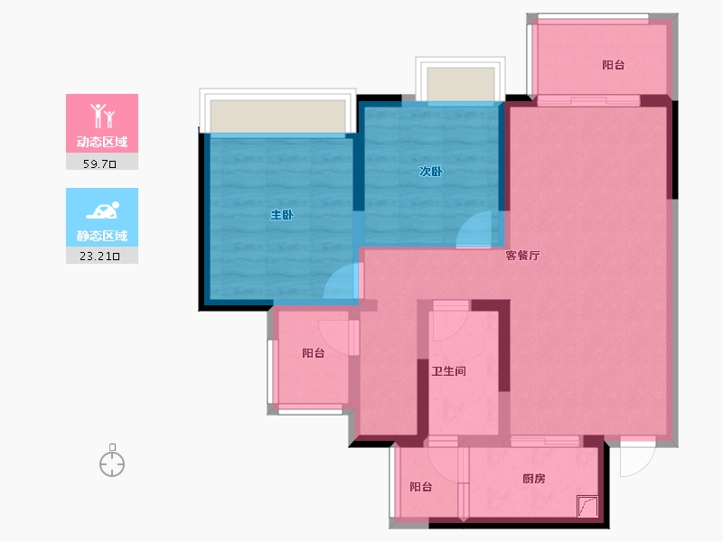 四川省-成都市-融创春风十里-72.67-户型库-动静分区